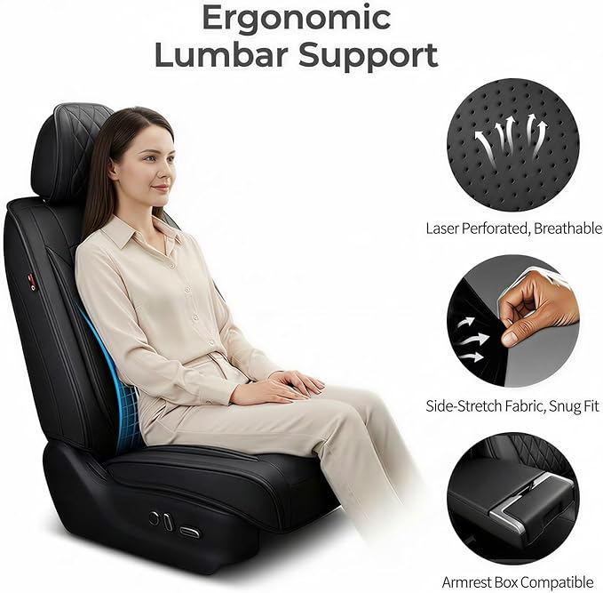 Fit MDX Car Seat Covers for Acura MDX 2005-2026 - Premium Leather, Waterproof, All-Weather, Airbag Compatible, Breathable, Easy Install, Seat Protectors, Only 2 Front seat Covers, Black