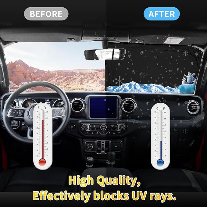 Sun Shade Sunshade for Toyota Tundra Windshield Cover, 4-Layer Front Window Shade Custom fit Tundra 2007-2021 Limited SR5 Platinum TRD Pro Pickup Sun Visor 240T Shade Blocks UV Rays Car Accessories