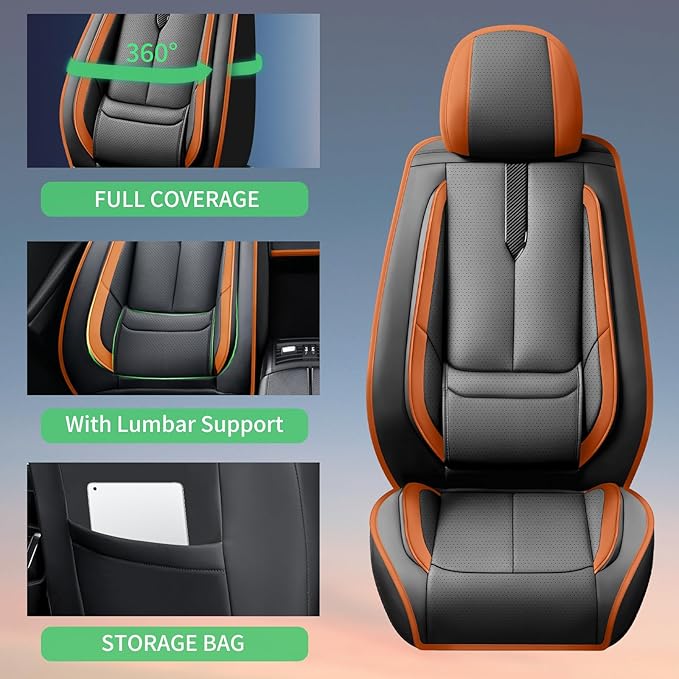 Fit Venue Car Seat Covers for Hyundai Venue 2020-2025 2026-Upgraded Premium Waterproof & Breathable Leather,Airbag Compatible,All-Weather Seat Cushion Protector,2 Front/Black-Brown