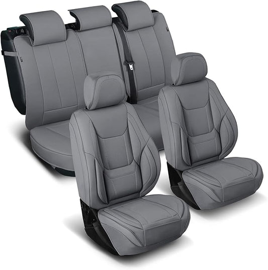 Coverland Custom Fit Car Seat Covers for SUV Compatible with [Kia Sportage, Sportage Hybrid] Premium Car Seat Cover Water Resistant Leather Non-Slip Interior Protector [Full Set Dark Gray -Chart X75]