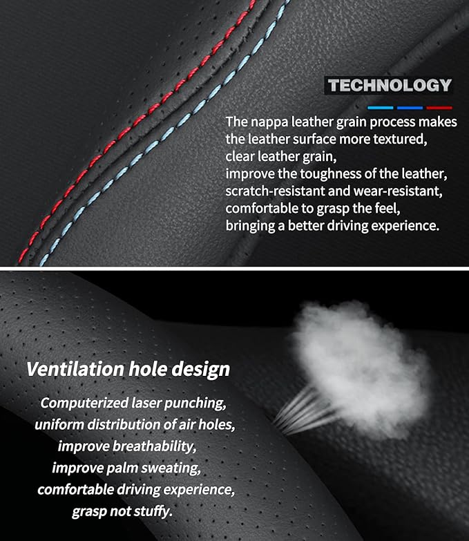 Custom-Fit for Acura Steering Wheel Cover, Premium Leather Car Steering Wheel Cover with Logo, Non-Slip, Breathable, for Acura Accessories (D-Style,for Acura)