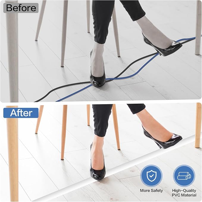 Floor Cord Cover Self Adhesive Cord Hider Floor Extension Cord Covers