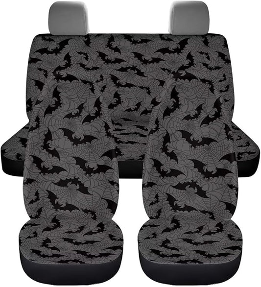 KEIAHUAN Black Bats Halloween Car Seat Covers for Men Front Seat Rear Backrest Cover Universal Car Interior Accessories Decoration Fit Most Vehicle Truck,SUV