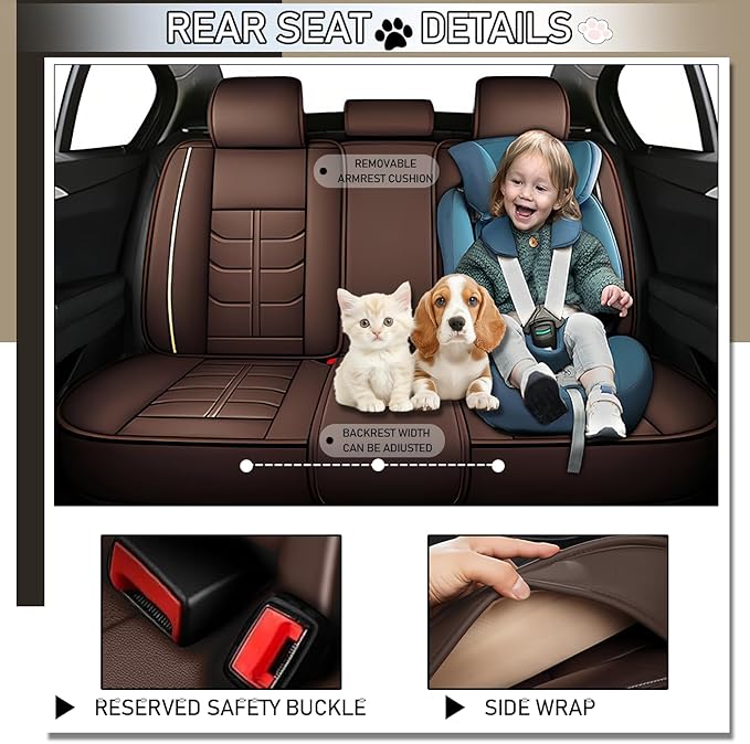 Leather Car Seat Covers Fit for Toyota Camry Solara 2004-2008, 5 Seater Car Seat Cover, Premium Waterproof, Scratch Resistant Car Interior Accessories (Full Set Coffee)