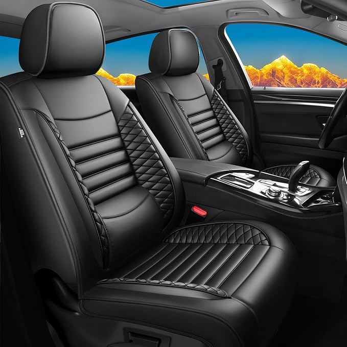 Fit Corolla Car Seat Covers for Toyota Corolla 2000-2024 2025 2026 - Upgraded Premium Waterproof & Breathable Leather, Airbag Compatible, All-Weather Seat Cushion Protector (Full Set, Black)