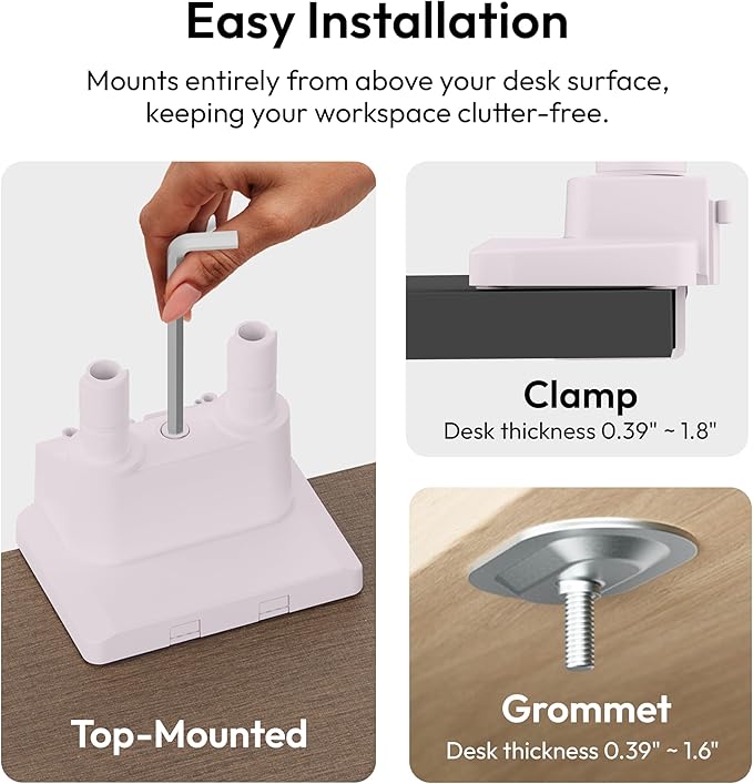 Pixio PS1D Wave Pink Dual Monitor Arm Stand Desk Mount
