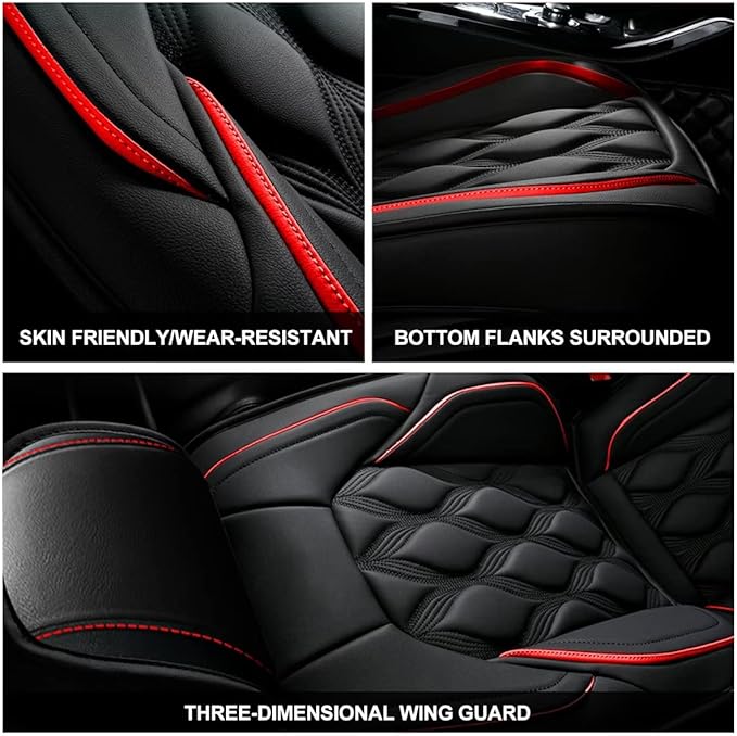 AOMSAZTO Car Seat Covers,Full Set 5 Seats Custom Fit for Nissan Frontier 2009-2025 2026,Faux Leather Automotive Cushion Covers Seat Protector,Airbag Compatible Waterproof Black