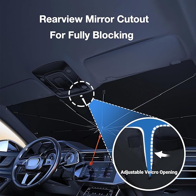 CHILL·TEK Funny Animal Car Windshield Sun Shade Umbrella, Funny Raccoon Car Sun Shade Umbrella, Block UV Rays Heat Foldable Windshield Umbrella Sun Visor Protector - Keep Vehicle Cool for Cars SUV