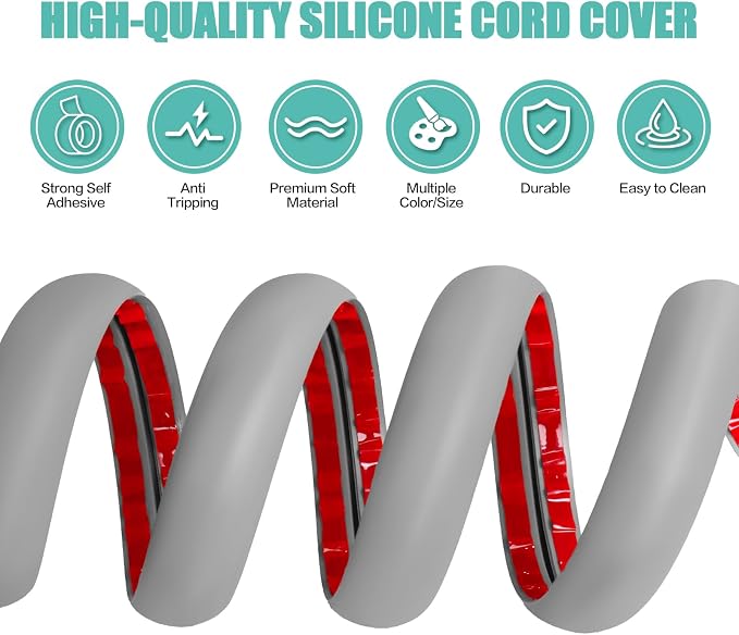 Floor Cord Cover Self Adhesive Cord Hider, 10FT Cable Management, Extension