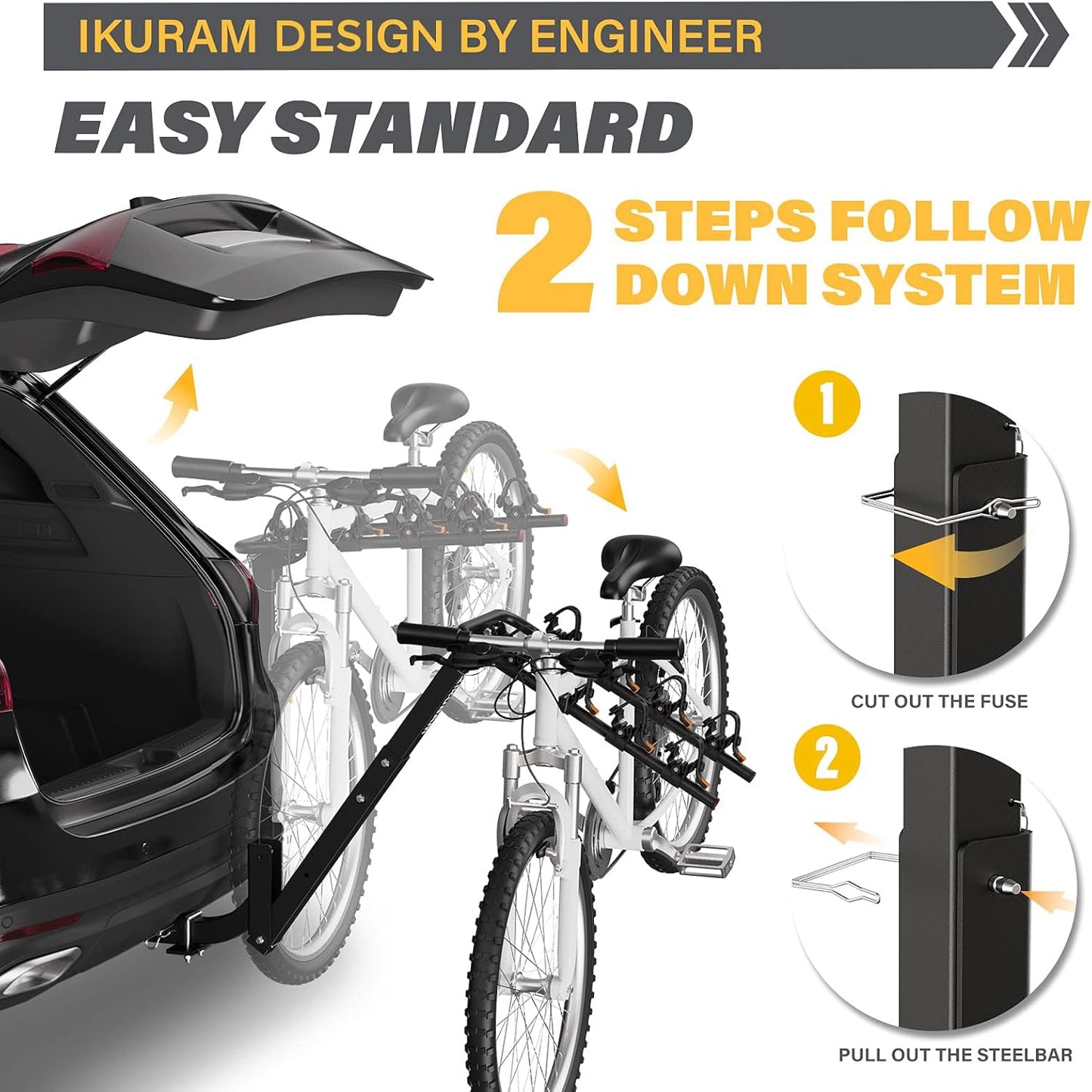4 Bike Rack Bicycle Carrier Racks Hitch Mount Double Foldable Rack for Cars, Trucks, SUV's and minivans with a 2" Hitch Receiver