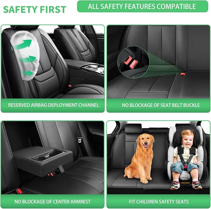 Fit 4Runner Car Seat Covers for Toyota 4Runner 2003-2024 2025 2026 -Upgraded Premium Waterproof & Breathable Leather, Airbag Compatible, All-Weather Seat Cushion Protector,2 Front/Black