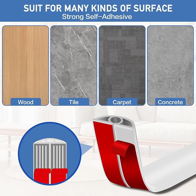 Floor Cord Cover Self Adhesive Cord Hider Floor Extension Cord Covers