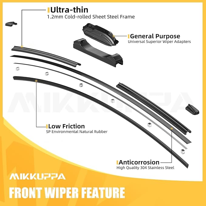 MIKKUPPA 24"+20"+11" Windshield Wiper Blades Replacement for 2015-2019 Kia Soul EV, 2010-2019 Kia Soul, Front & Rear Durable Stable Quiet All Season (Pack of 3)