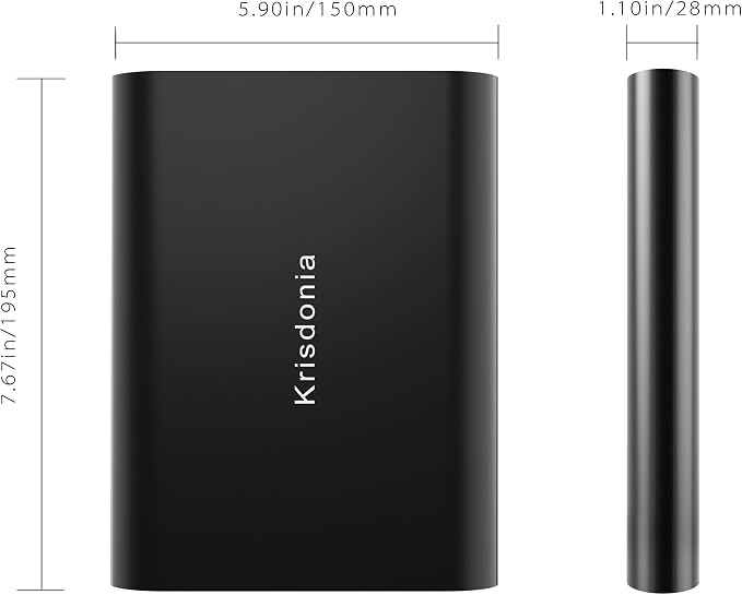 Krisdonia 50000mAh Laptop Power Bank 5/9/12/16/19/20V Portable Laptop Battery