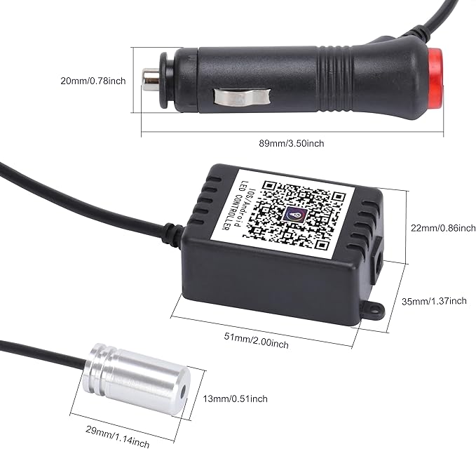 5 Meters Optic Fiber Car Ambient Lighting with Bluetooth App Control 64 Colors Multicoloured Music Interior Lighting Kit DC 12V 1W