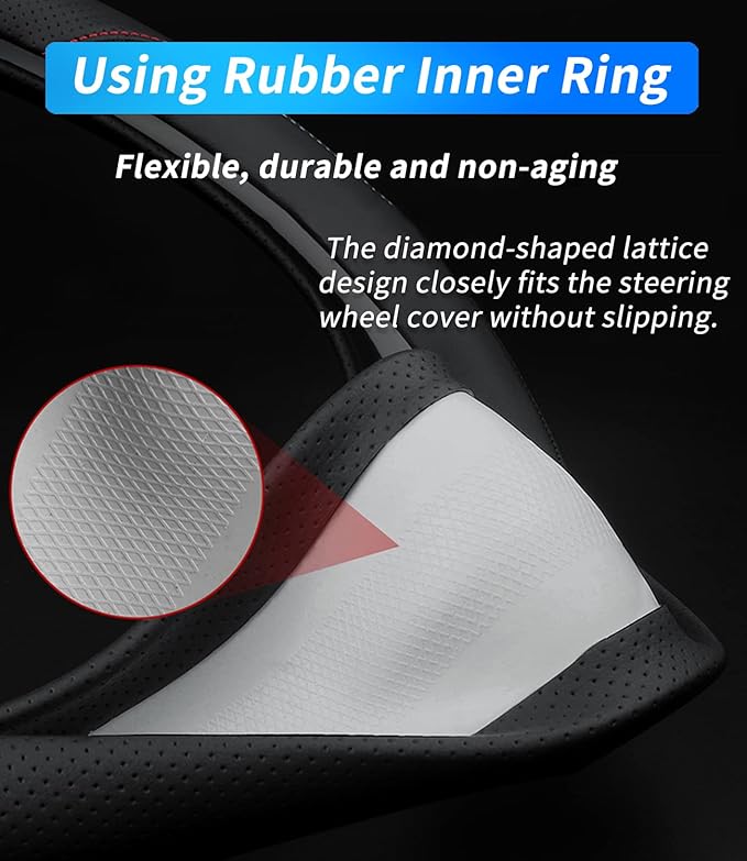 Custom-Fit for Mini Steering Wheel Cover, Premium Leather Car Cover with Logo, Non-Slip, Breathable, Accessories (B-Style,for Cooper)