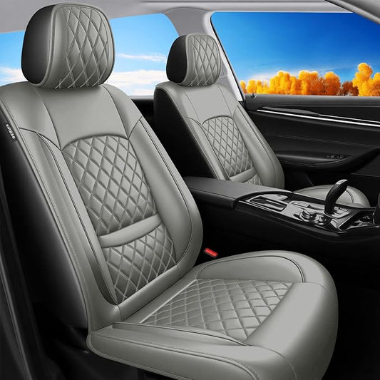 Fit for Santa Cruz Seat Covers Compatible with Hyundai Santa Cruz 2022-2026 - Waterproof Breathable Leather Automotive Seat Cushions Protector,Airbag Compatible,Full Set 5 Seats(Gray)