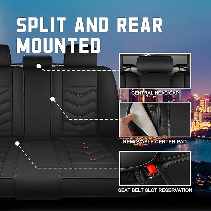 CTDS Car Seat Covers for Ford F-150 2000-2026, Stylish Sport Seat Cover, Premium Nappa Leather Car Seat Cover. Automobile Seat Covers Sets.(Luxury 5 Seats/Black)