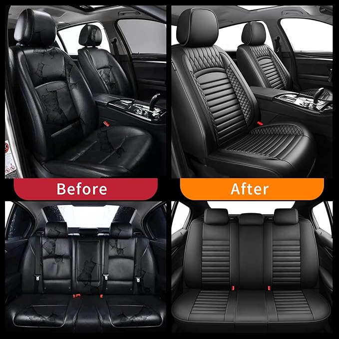 Fit HRV Car Seat Covers for Honda HR-V 2016-2024 2025 2026 - Upgraded Premium Waterproof & Breathable Leather, Airbag Compatible, All-Weather Seat Cushion Protector (Full Set, Black)