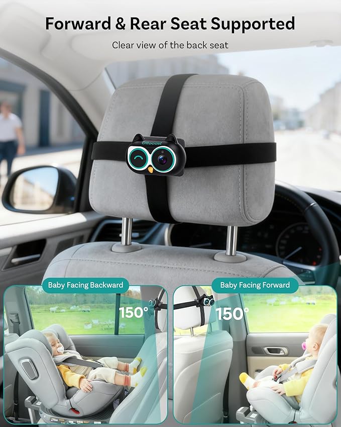 OTTOCAST Cabin Care Car Camera for Baby, Wireless CarPlay Adapter with 1080P Baby Car Camera, HD Night Vision, 150° Wide Angle, Real-Time Rear Seat Monitor, Easy Installation