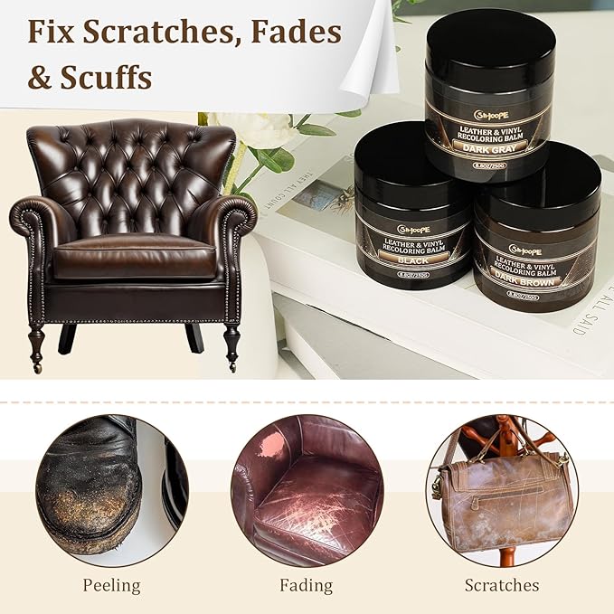 2025 New Advanced Leather Recoloring Balm,Dark Brown Leather Repair Kit for Furniture,Leather Dye Filler,Leather Color Restorer for Couches,Leather Scratch Remover for Car Interior