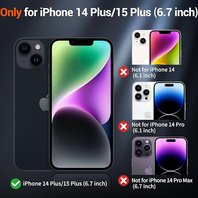 SUPFINE Magnetic for iPhone 15 Plus Case & iPhone 14 Plus Case(Compatible with MagSafe)(Military Grade Drop Protection) Slim Translucent with Anti-Fingerprint Phone Case,Lavender Gray
