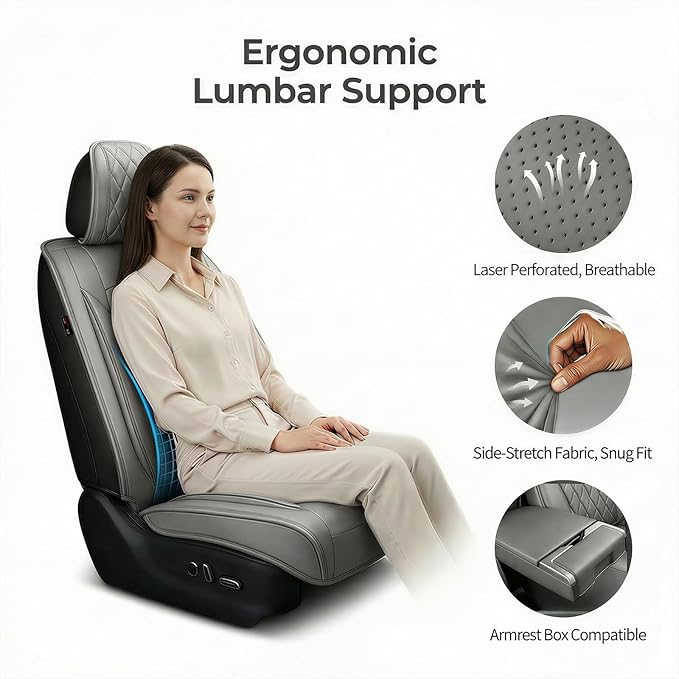 Fit TL Car Seat Covers for Acura TL 2004-2014 - Premium Leather, Waterproof, All-Weather, Airbag Compatible, Anti-Slip, Breathable, Easy Install, Seat Protectors, Full Set, Gray
