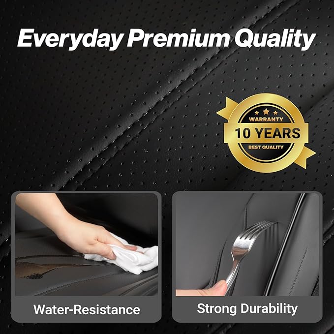 Coverland Custom Fit Car Seat Covers for SUV Compatible with [2022-2026 Lexus NX 250, NX 350h] Premium Seat Cover Water Resistant Leather Non-Slip Interior Protector [Full Set Black - Size Chart X81]