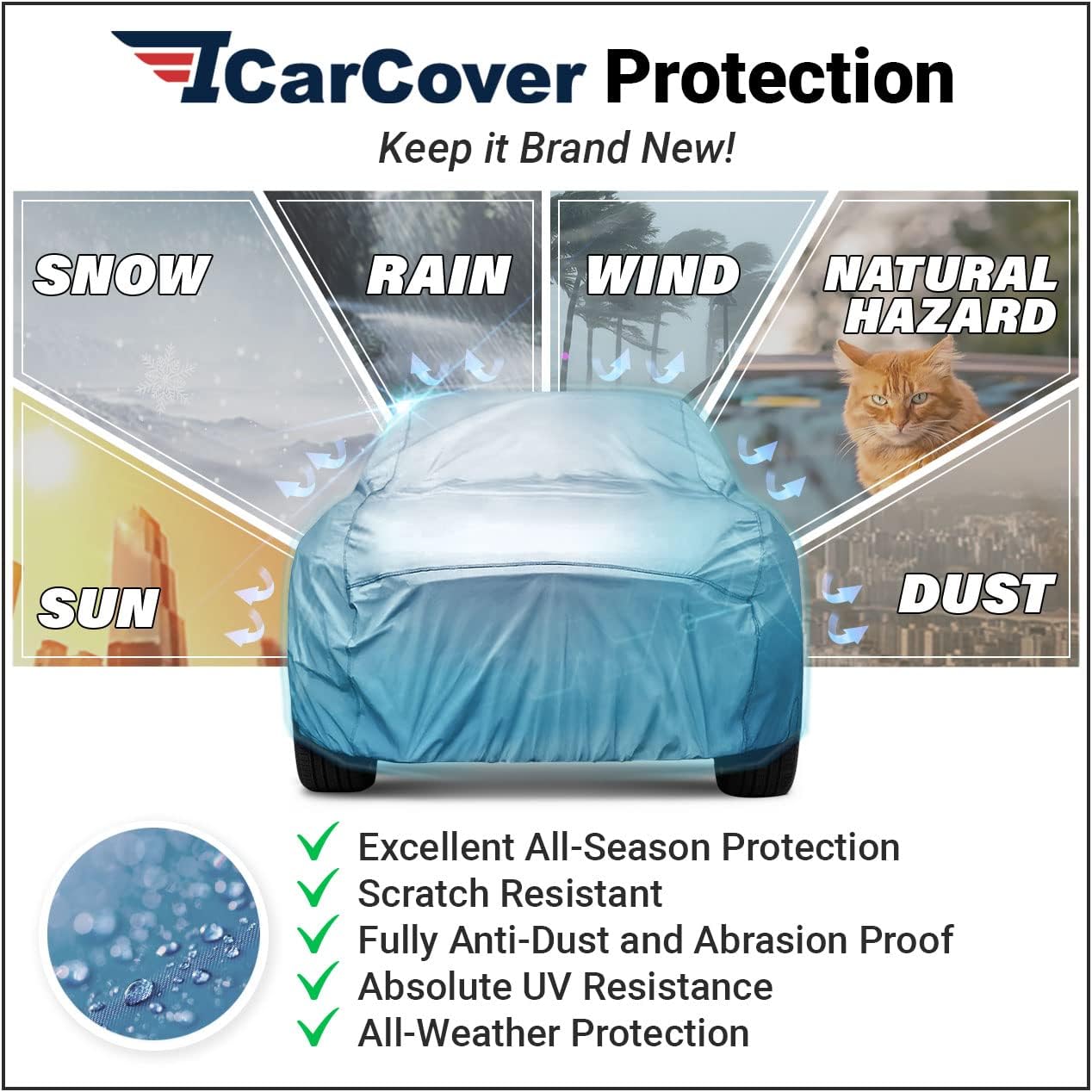 iCarCover Premium Car Cover for 1957-1958 Buick Special Wagon Heavy Duty Waterproof All-Weather Automobiles Custom Fit Indoor Outdoor UV Snow Protection Covers with Straps and Bag