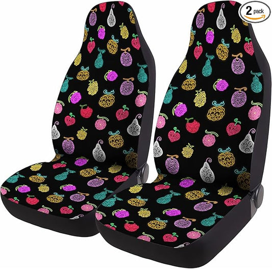 GENANY Power Fruit Car Seat Covers Set of 2, Breathable Front Seat Covers for Truck Sedan SUV, Anime Car Accessories, Anime Gift for Women Men