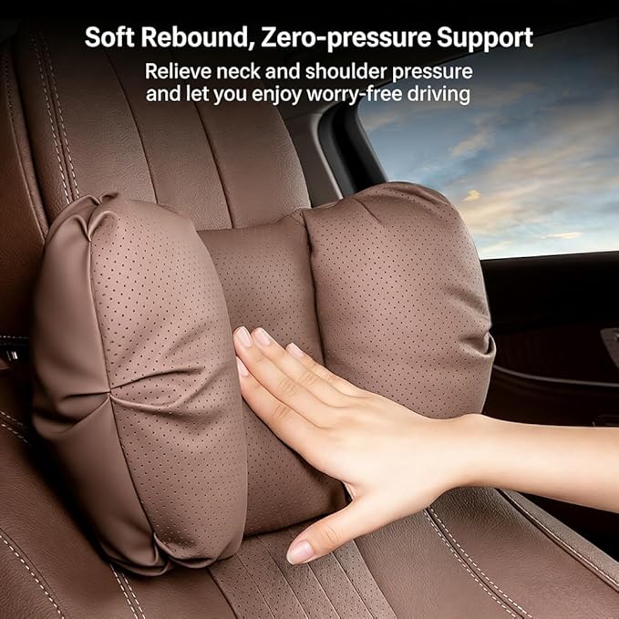 Car Neck Pillow & Lumbar Support for MINI F55 2025-2026 Ergonomic Breathable Mesh Auto Seat Back Cushion Headrest,Brown-Lumbar Support