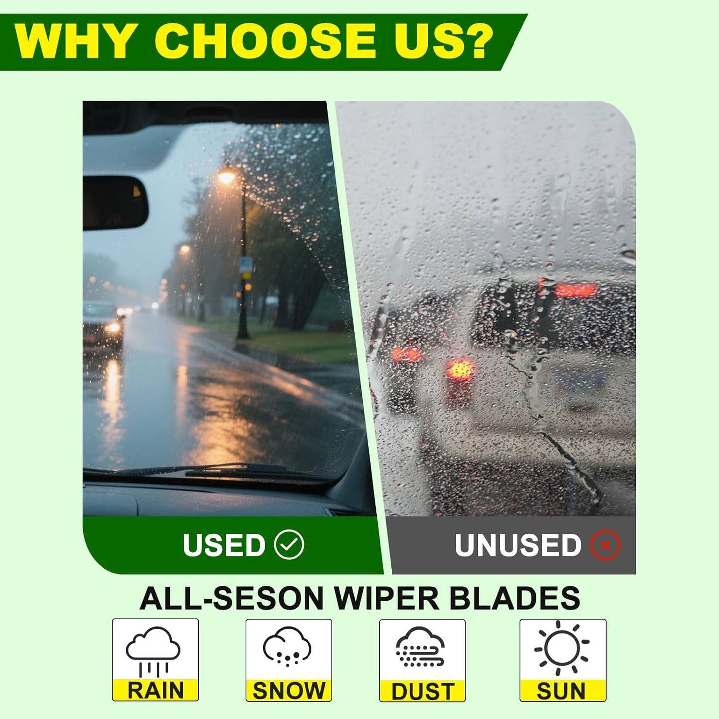 OEM Quality 20in + 19in Premium All-Season Windshield Wiper Blades for Original Equipment Replacement(Set of 2)