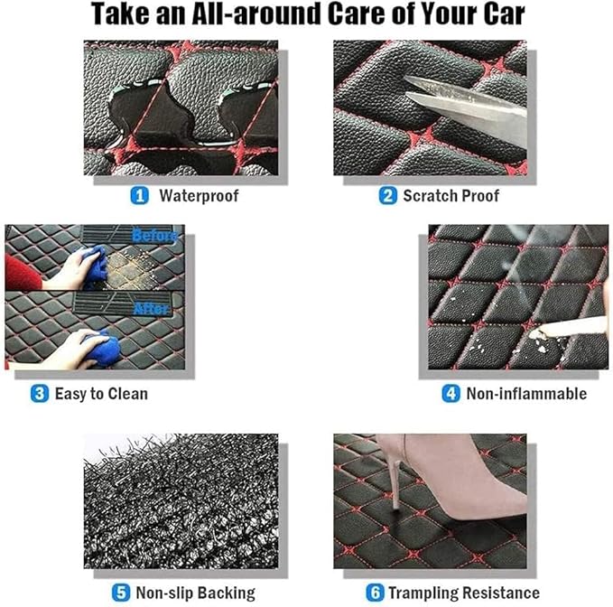 Customize Making Car Floor Mats for 99.99% Sedan SUV Pickup Truck Full Coverage Men Women Cute Leather Protection Pads Non-Slip Floor Liners (Pink)