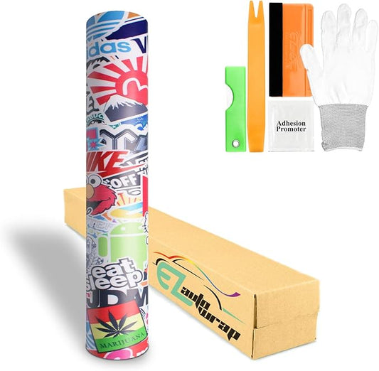 Free Tool Kit EZAUTOWRAP ES Bomber Hellaflush Anime Cartoon Car Vinyl Wrap Sticker Decal Air Release- 60"X240" (5FT X 20FT)