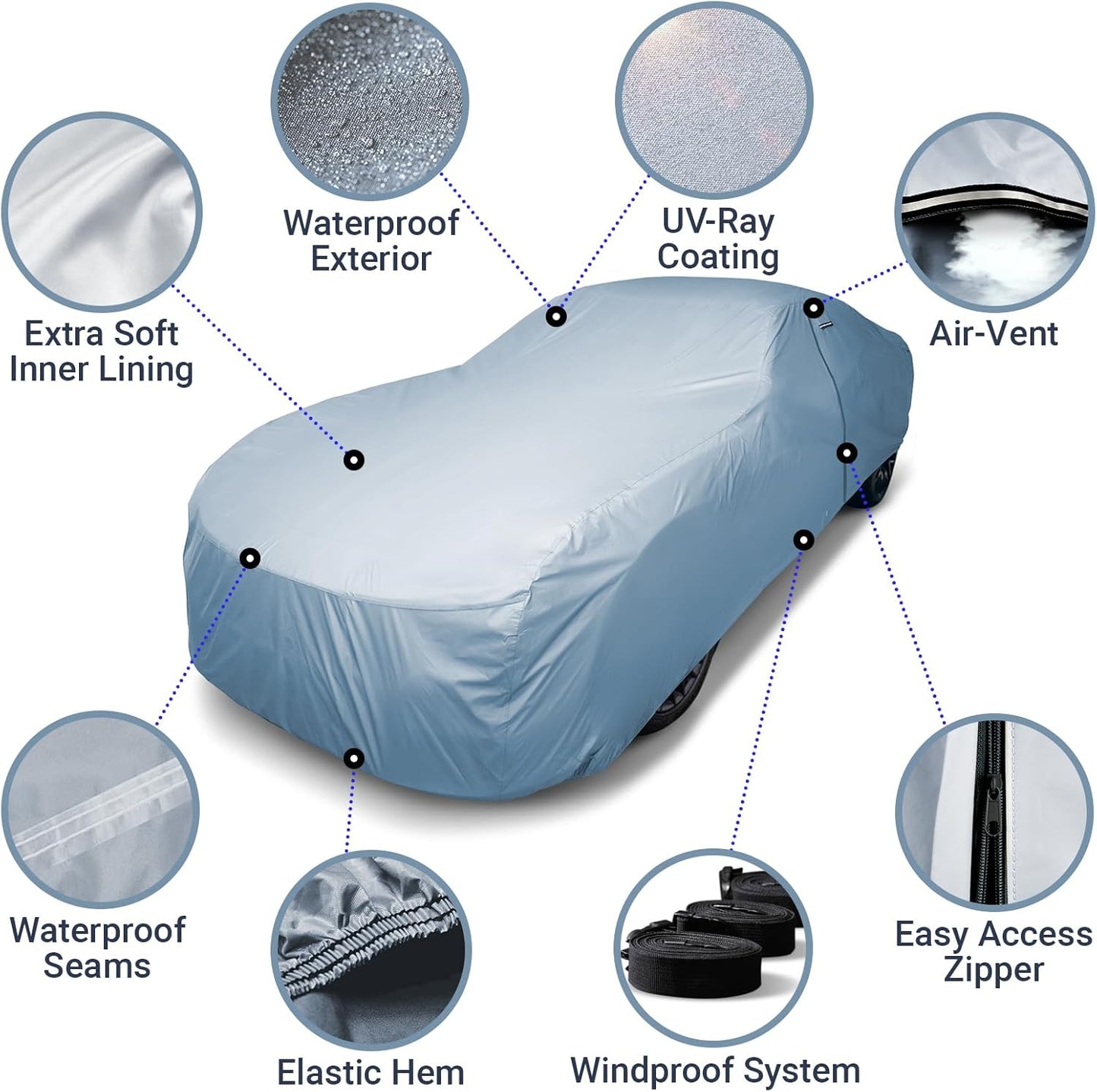 iCarCover Premium Car Cover for 1959-1960 Chevy El Camino Heavy Duty Waterproof All Weather Automobiles Custom Fit Indoor Outdoor UV Snow Protection Covers with Straps and Bag