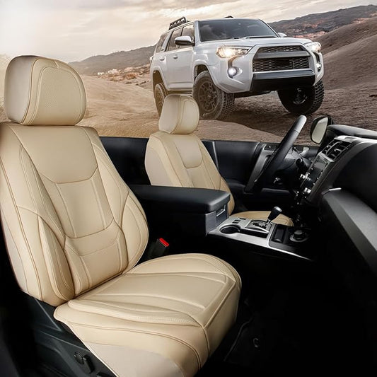 Coverland Custom Fit Car Seat Covers for SUV Compatible with [RAV4, CR‑V, Equinox, Explorer, Rogue, Forester, Tucson] Premium Waterproof Non-Slip Interior Seat Protector [Front Beige - Size Chart A10]
