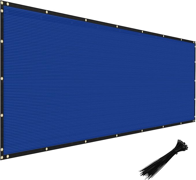Windscreen4less Privacy Fence Screen Heavy Duty Windscreen Fencing Mesh Fabric Shade Net Cover with Brass Grommtes for Outdoor Wall Garden Yard Pool Deck, 8'x76' Blue