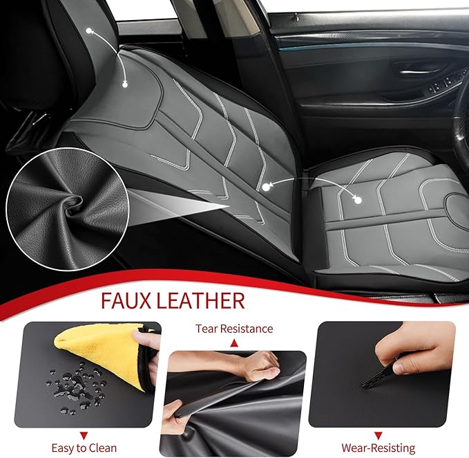 TTX LIGHTING Car Seat Covers fit for Ford Taurus 2002-2019 Front Seat: Premium Leather Automotive Seat Cover with Airbag Compatible Waterproof (2 Seats, Black & Gray)