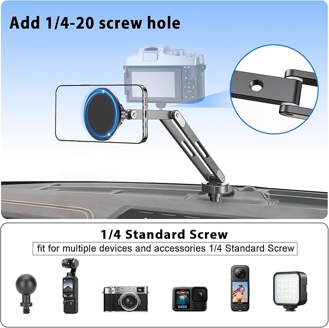 Magnetic Phone Mount for Ford Bronco 2021-2026 2/4 Door, Aluminum Alloy Phone Holder, MagSafe Phone Mount for iPhone 12-17 Series, for Ford Bronco Accessories, OEM Screws Dash Mount Install