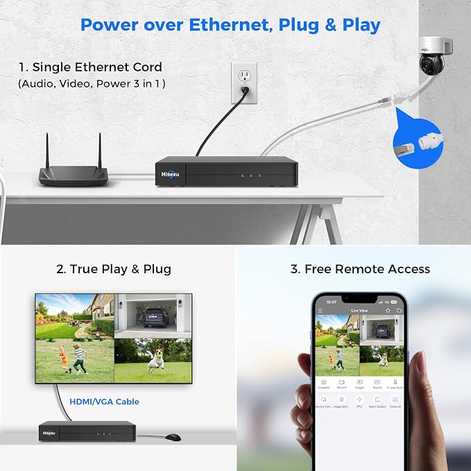 Hiseeu 4K PoE Security Camera System, CCTV Camera Security System w/4Pcs PoE