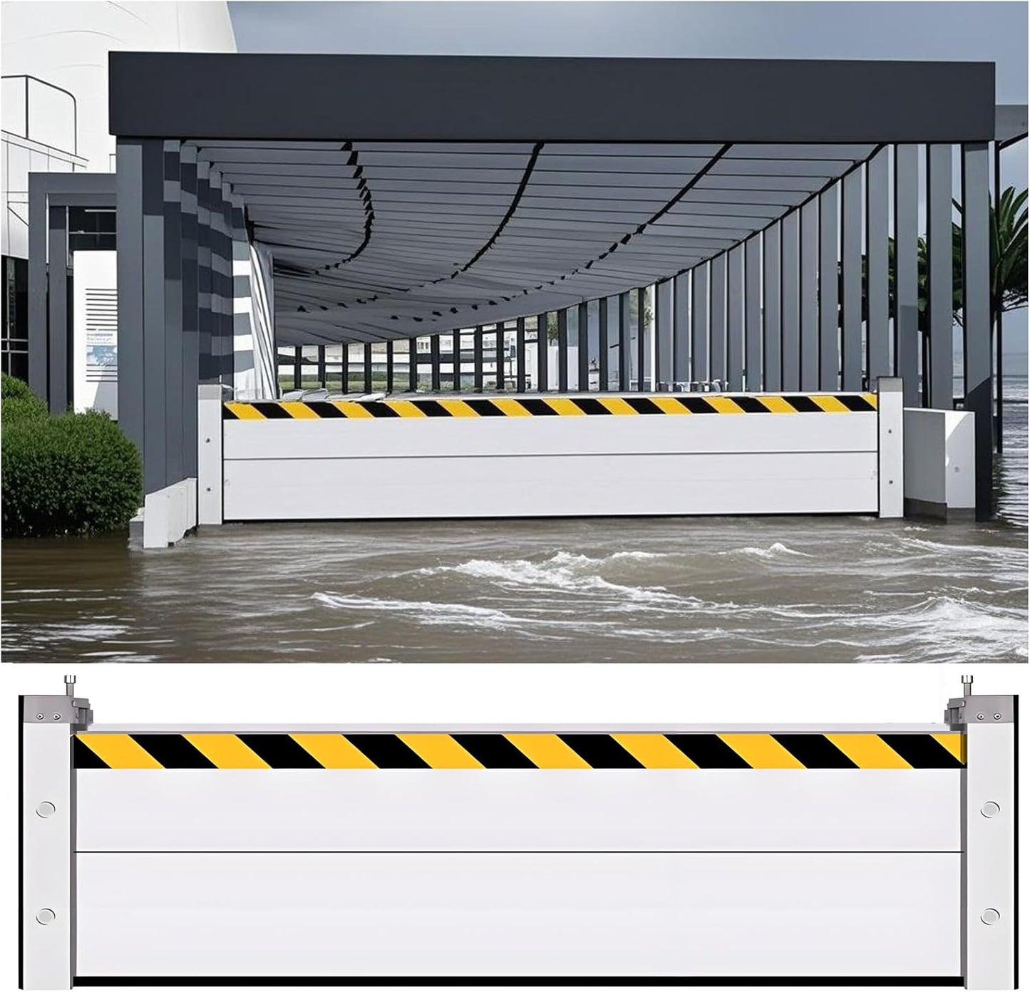 Flood Barriers for Home Exterior - Aluminum Alloy Outdoor Easy Flood Barrier Garage Doors Water Barriers for Flooding,H15.7 Inch/L4.5FT