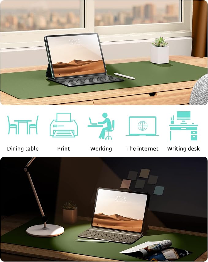 YSAGi Leather Desk Protector, Office Mat, Large Mouse Pad, Non-Slip PU Leather