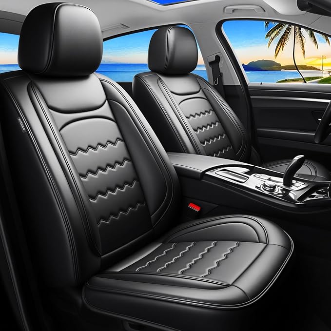 CX-5 Car Seat Covers Custom Fit for Mazda CX-5 2013-2025 2026, Full Coverage Leather Waterproof Breathable Seat Covers, Automotive Seat Protectors, Airbag Compatible(2 Front Seats, Black)