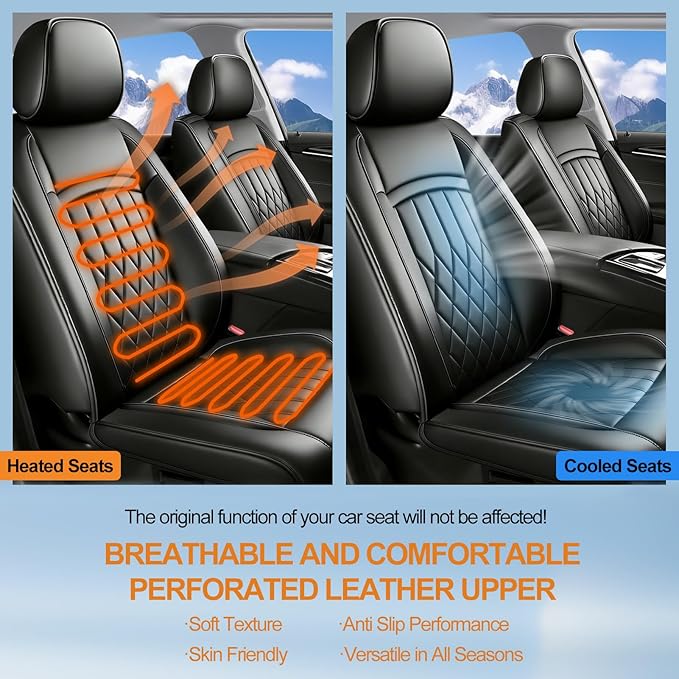 Fit TL Car Seat Covers for Acura TL 2004-2014 - Premium Leather, Waterproof, All-Weather, Airbag Compatible, Breathable, Easy Install, Seat Protectors, Only 2 Front seat Covers, Black