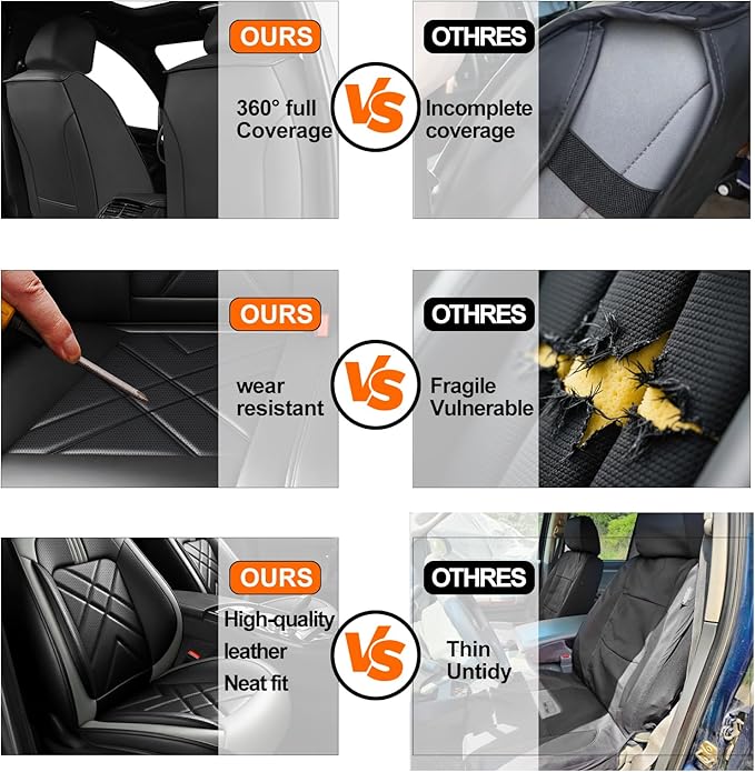 Car Seat Covers Compatible with Mazda 6 2007-2021, Full Coverage Premium Leather Waterproof Breathable Seat Covers, Automotive Seat Protectors, Airbag Compatible(Full Set Seats, Black Gray)