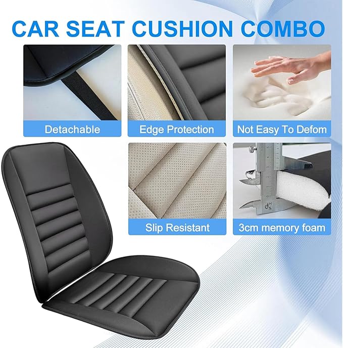 ‌Car Seat Cushion Back Support Pillow for Tesla Model S 2016-2022, Ergonomic Pain Relief Cushion, Memory Foam Lumbar Support for Driving, Adjustable & Washable Auto Pad, Dark-Gray