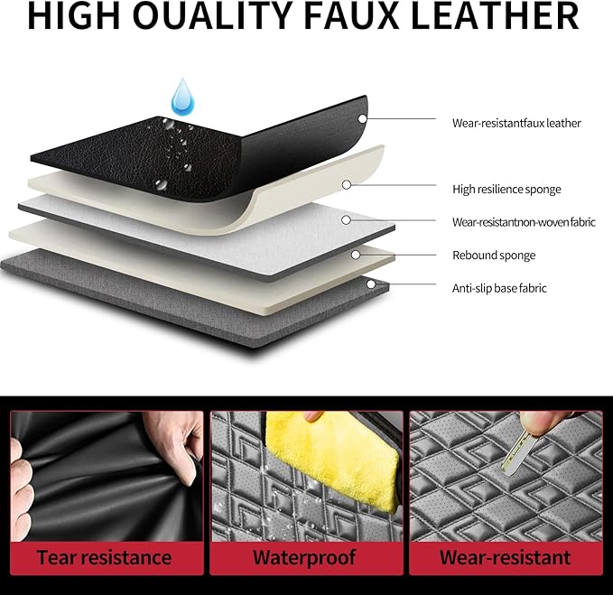Fit Camry Car Seat Covers for Toyota Camry 2012-2024 2025 2026 - Upgraded Premium Waterproof & Breathable Leather, Airbag Compatible, All-Weather Seat Cushion Protector (Full Set, Black)