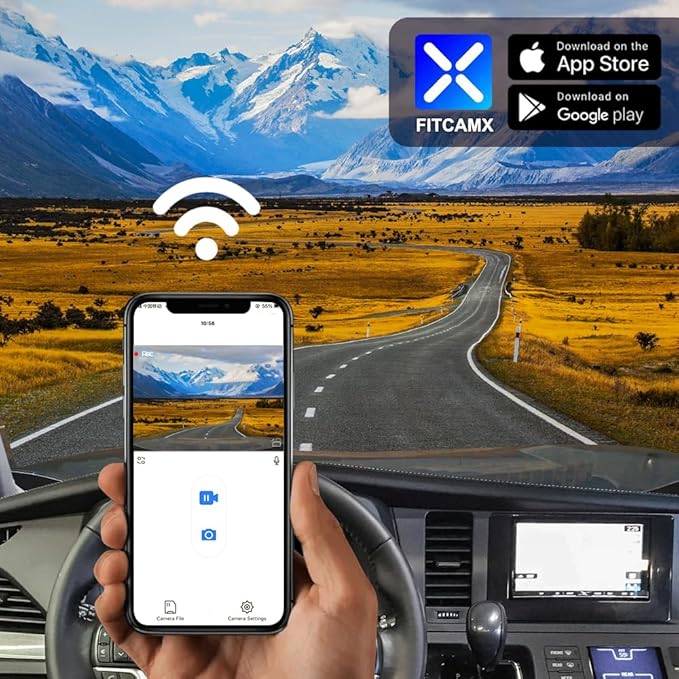 Fitcamx 4K Dash Cam Suitable for Toyota Sienna 2014 2015 2016 (HD2-6275, 7 Pin) LE XLE SE Limited Premium, OEM Look, UHD 2160P Video, WiFi & APP, Loop Recording, G-Sensor, Plug & Play, 64GB Card