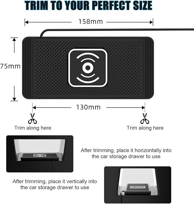 Wireless Charging Pad for Car for Ford F250 350 450 Edge SMax, 15W Fast Wireless Charger Mat Non-Slip Silicone Car Center Console Phone Charging Pad,B/15W-USB
