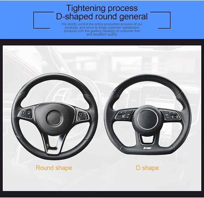 Car Steering Wheel Cover, Microfiber PU Leather Elastic Carbon Fiber Auto Steering Wheel Protector, 15 Inch Breathable Anti-Slip for Women Men, Car Interior Accessories for Most Cars (Black/Blue)